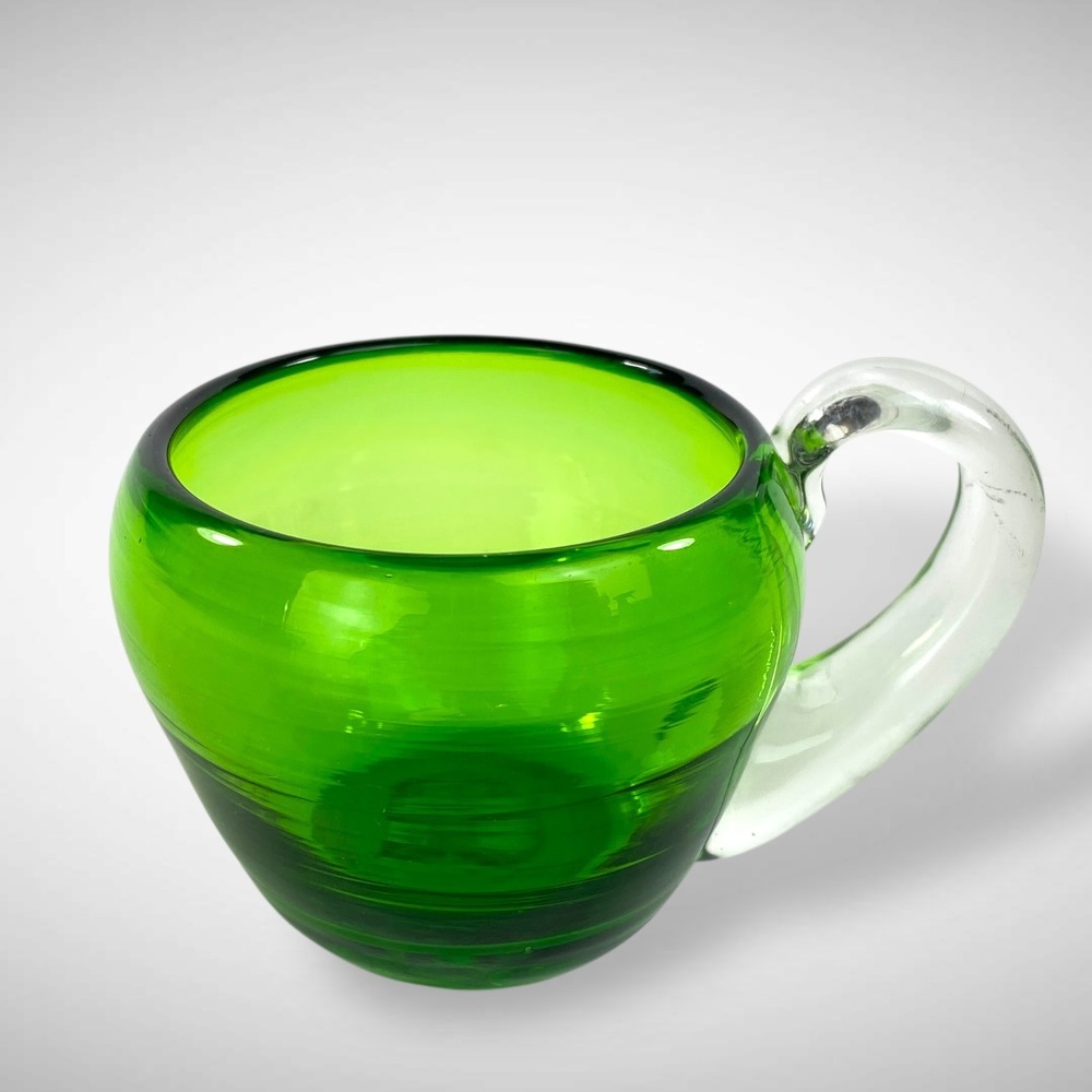 Scandinavian Emerald Punch Cups Set 11 Hand Blown MCM Pontil - Picture 3 of 10